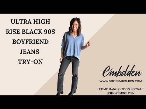 Ultra High Rise Black 90s Boyfriend Jeans