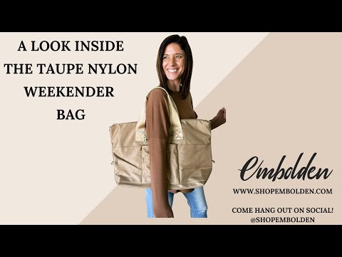 Taupe Nylon Weekender Bag