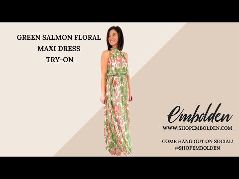 Green Salmon Floral Maxi
