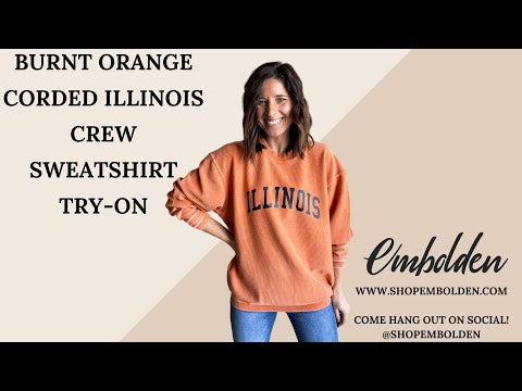 Burnt Orange Corded Illinois Crew