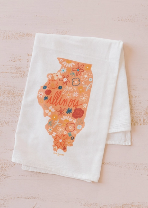 Illinois Floral State Kitchen Towel