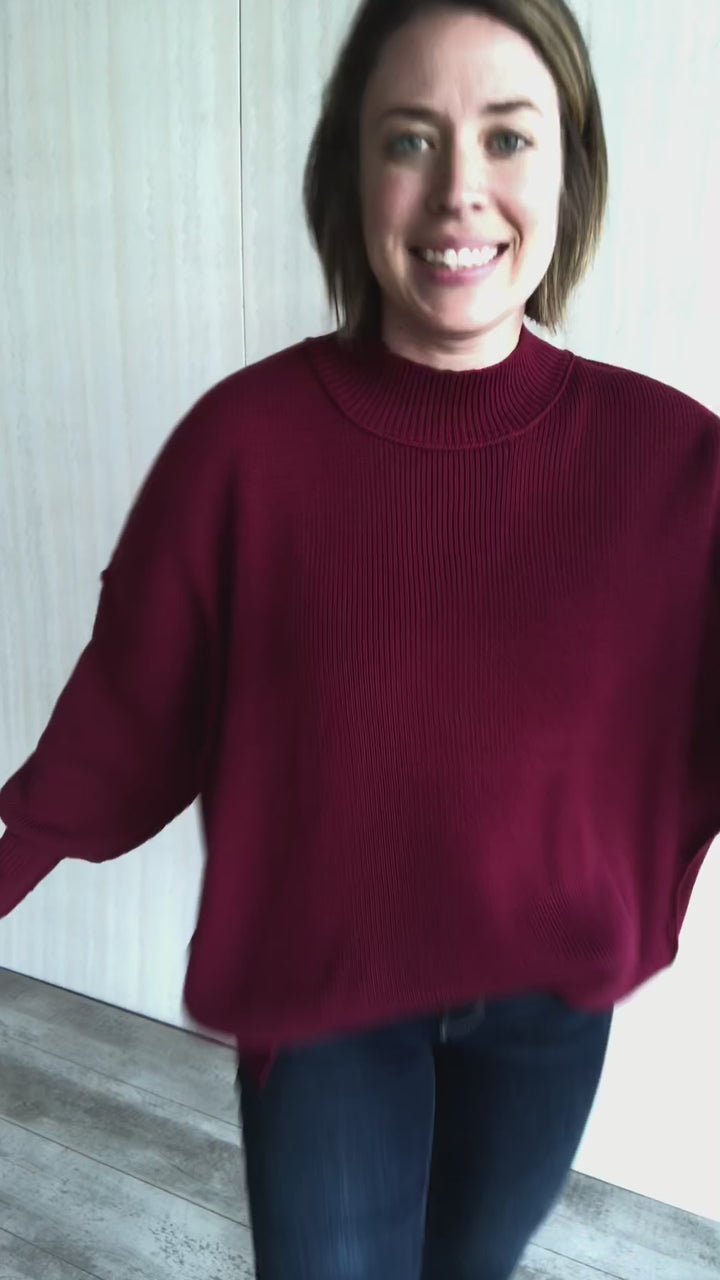 Cabernet Side Slit Sweater