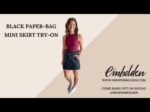 Black Paper-Bag Mini Skirt