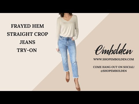Frayed Hem Straight Crop Jeans