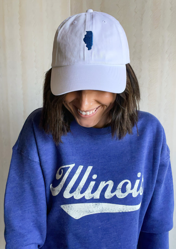 White Embroidered State of Illinois Hat