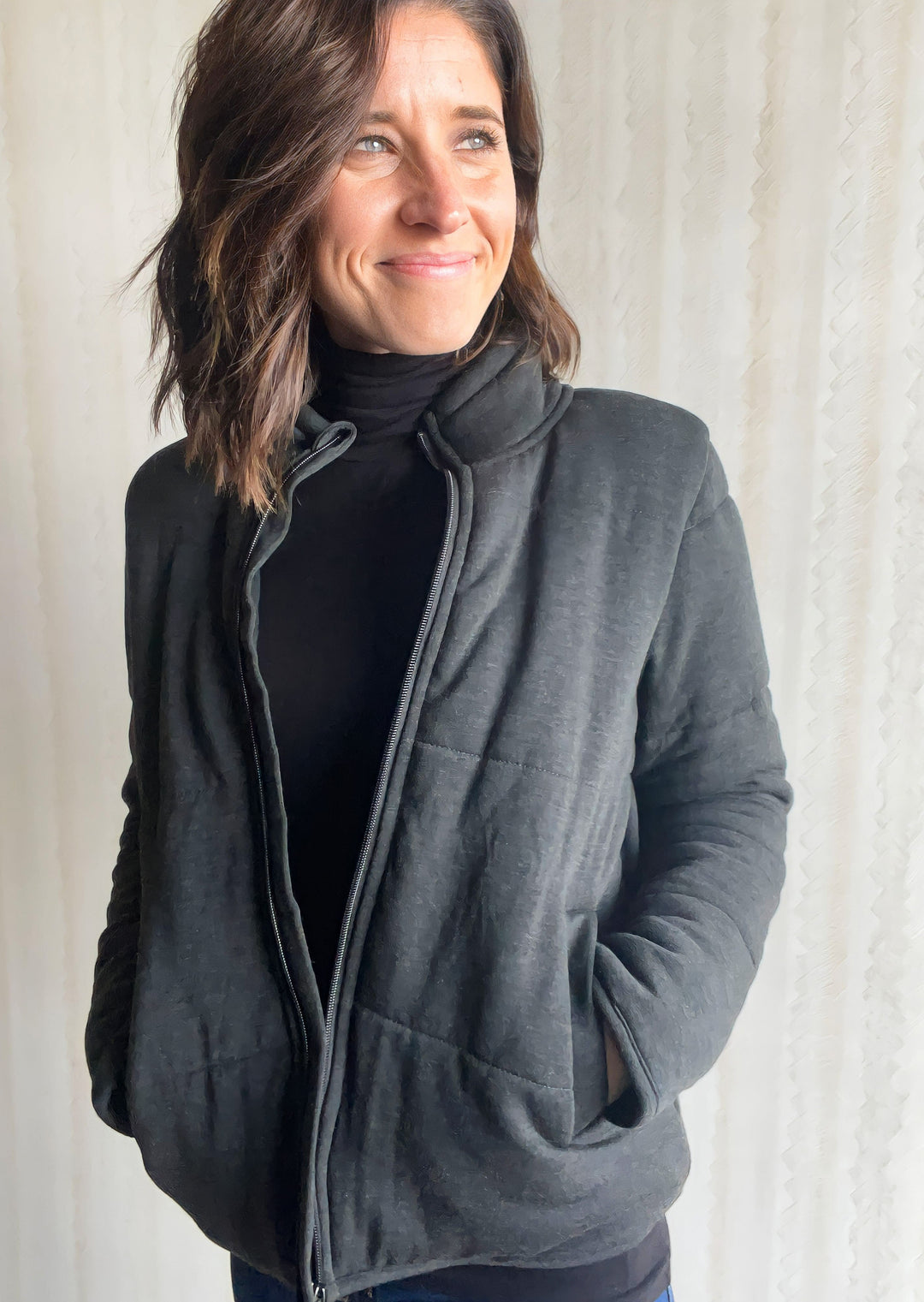 Women's Heather Black Jacket | Super Soft Transitional Jacket | Women's Coats