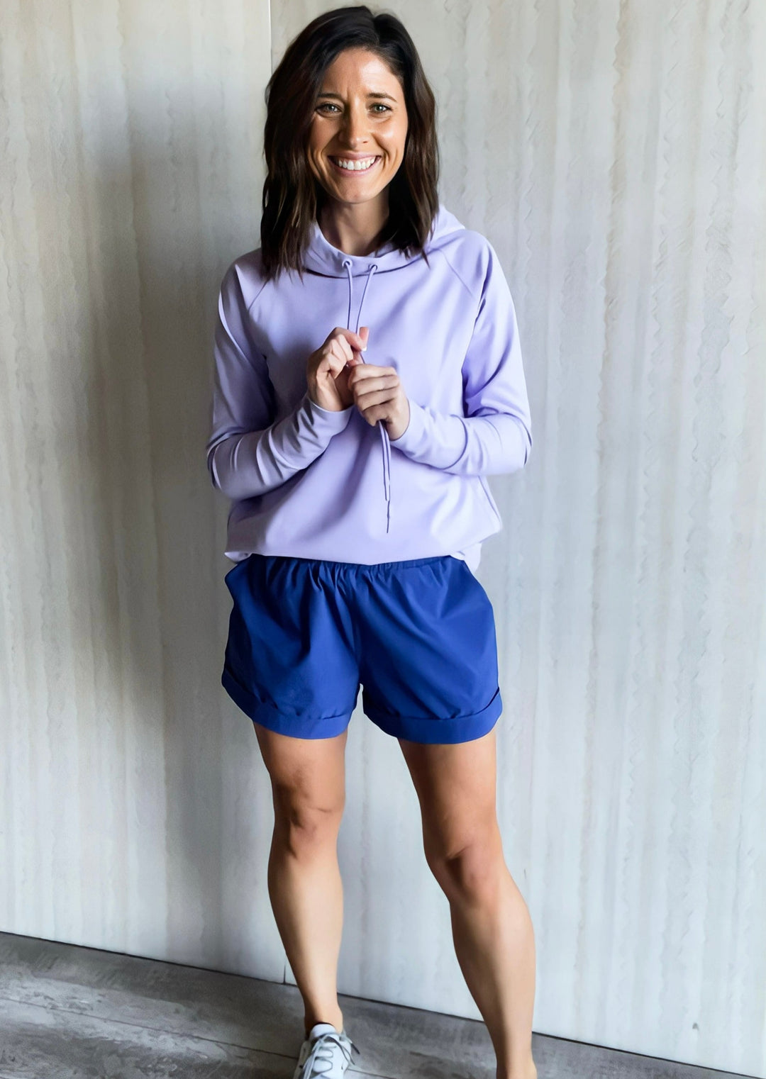 Women's Blue Cuffed Athletic Shorts
