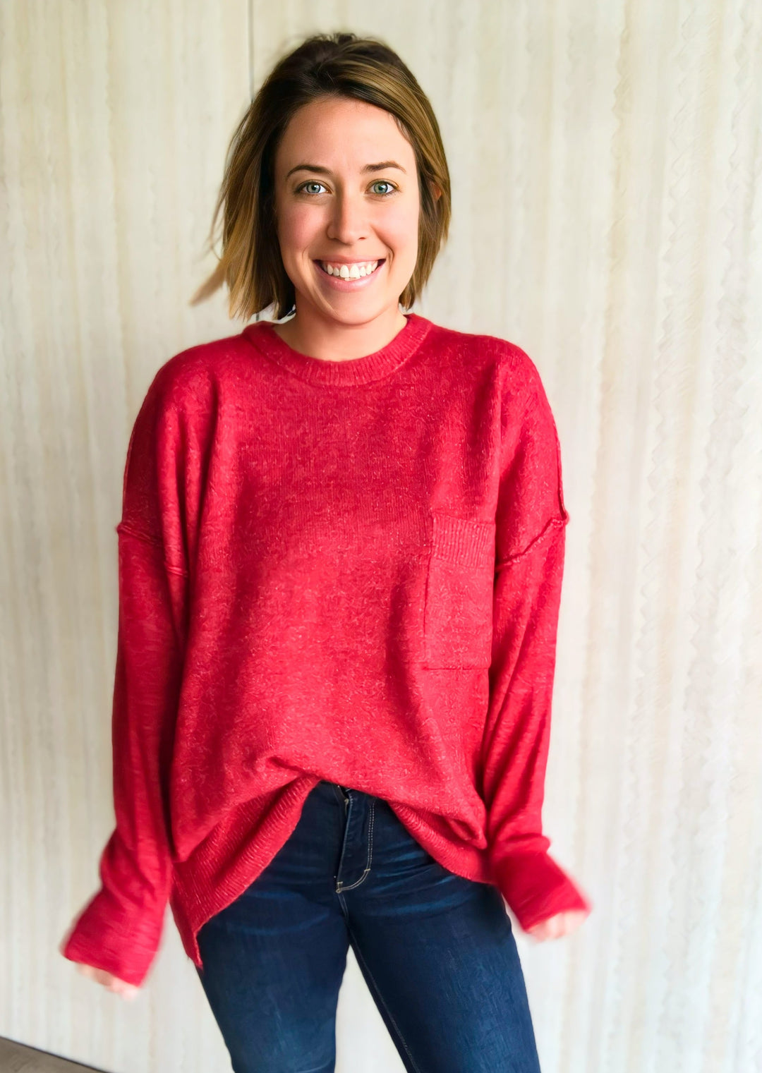 Heathered Red Hi-Low Sweater