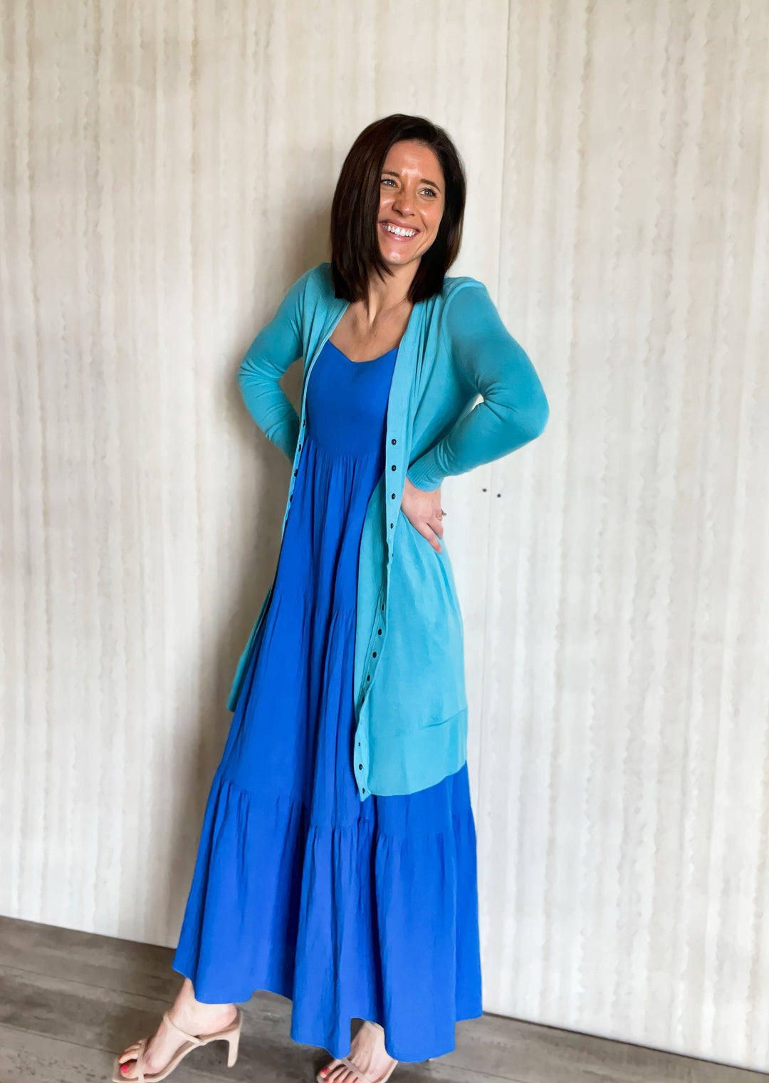 Milky Blue Snap Button Cardigan