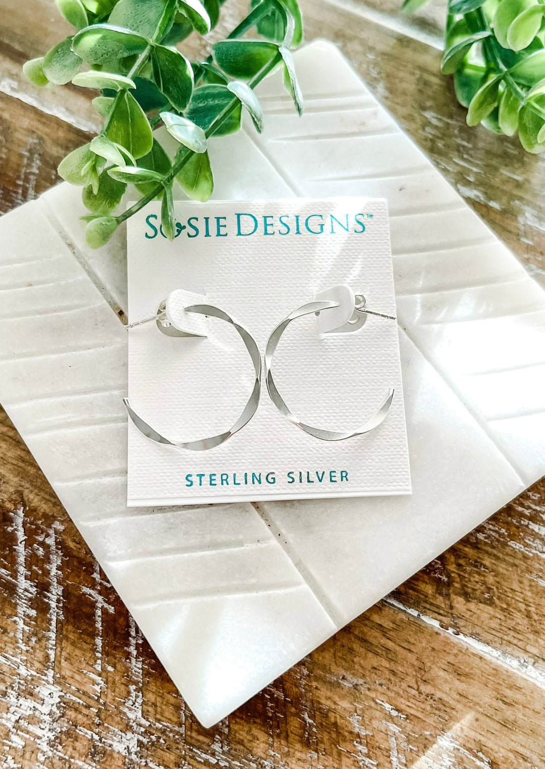 Sterling Silver Silver Hammered Hoop Earrings 