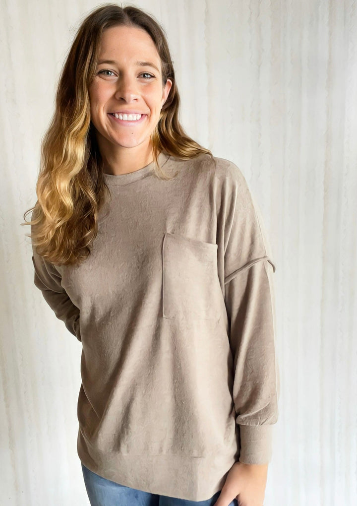 Light Tan Sweater with pocket on chest