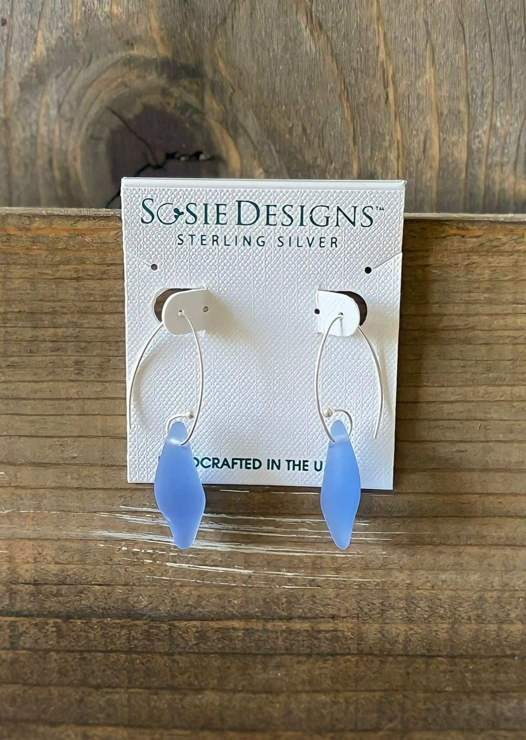 Sterling Silver Earrings with blue eco splash accents | Jewelry made in the United States