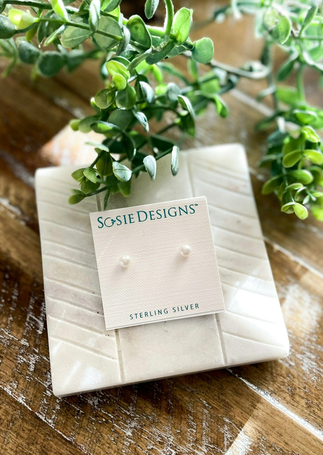 Sterling Silver Pearl Stud Earrings