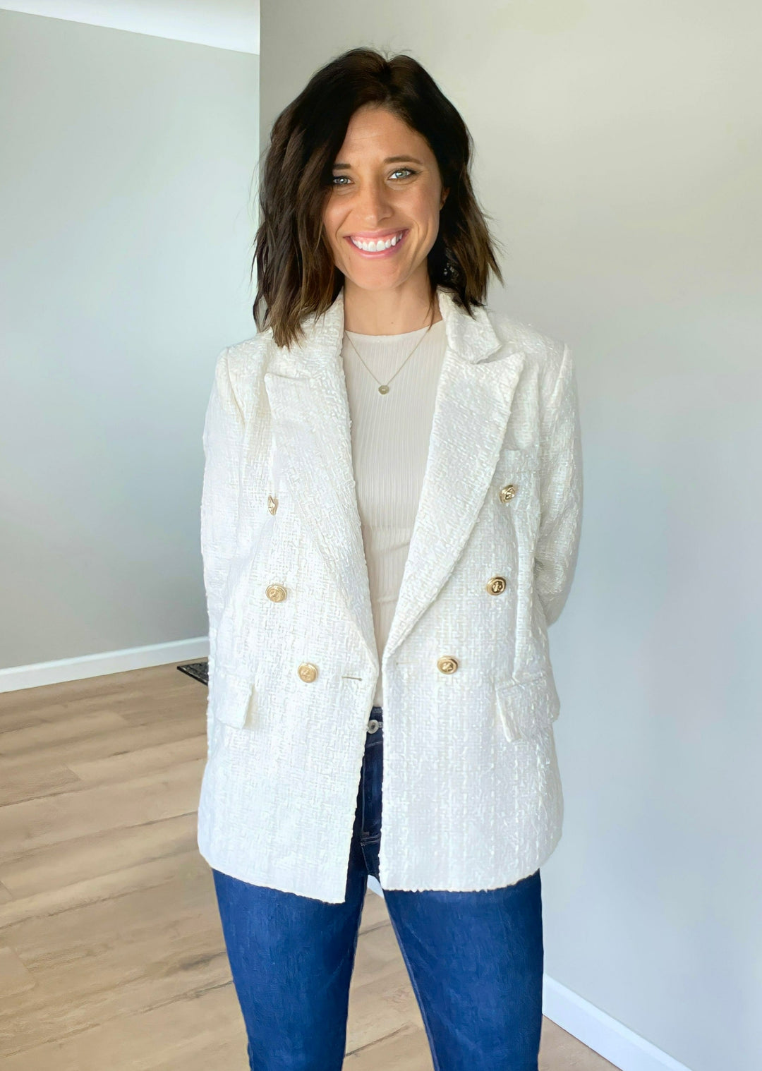 Textured Double Breasted Blazer