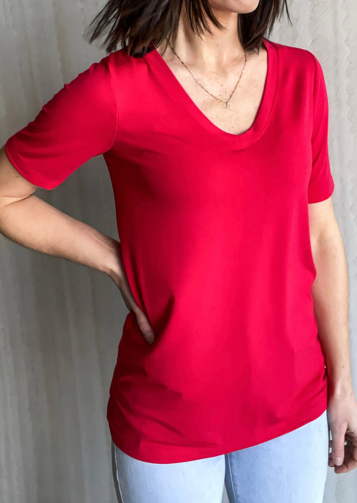 Ruby Red Short Sleeve V-Neck T-Shirt