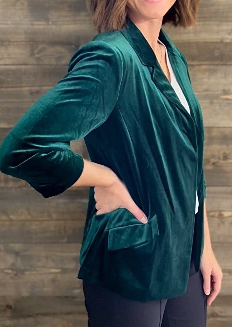 Emerald Velvet Blazer