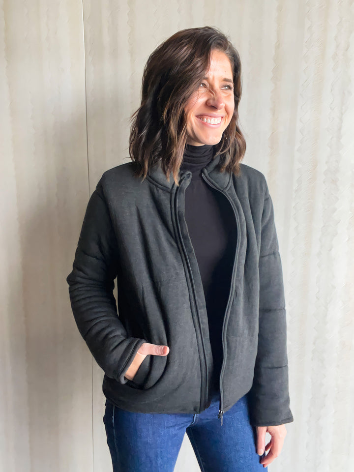 Women's Heather Black Jacket | Super Soft Transitional Jacket | Women's Coats