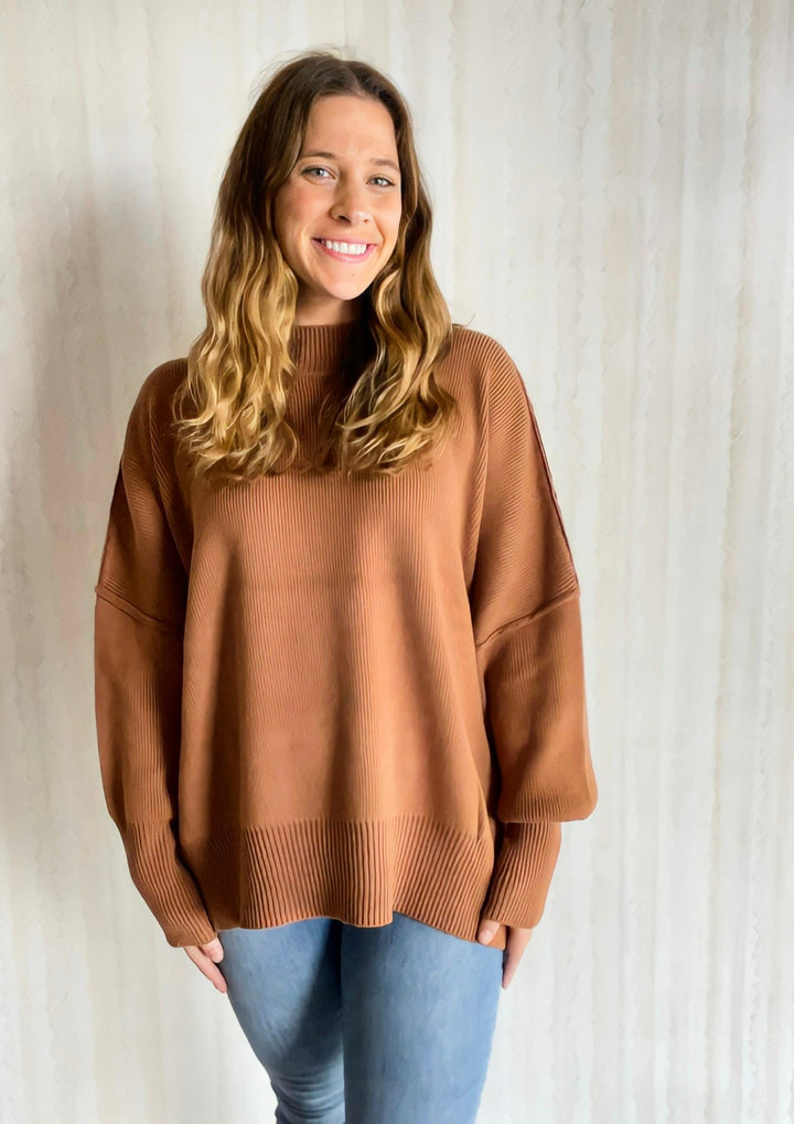 Camel Side Slit Sweater