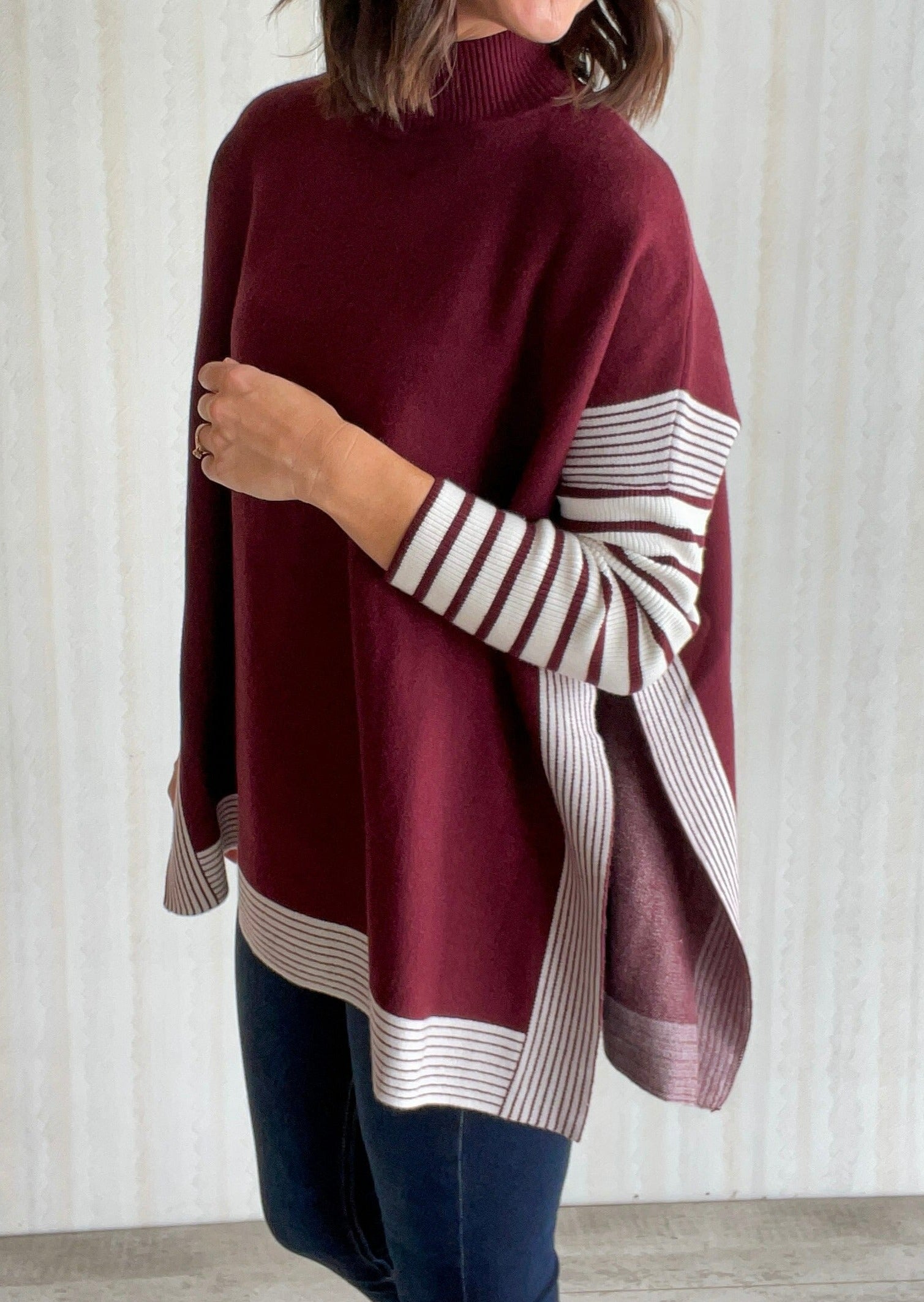 Maroon sale striped sweater