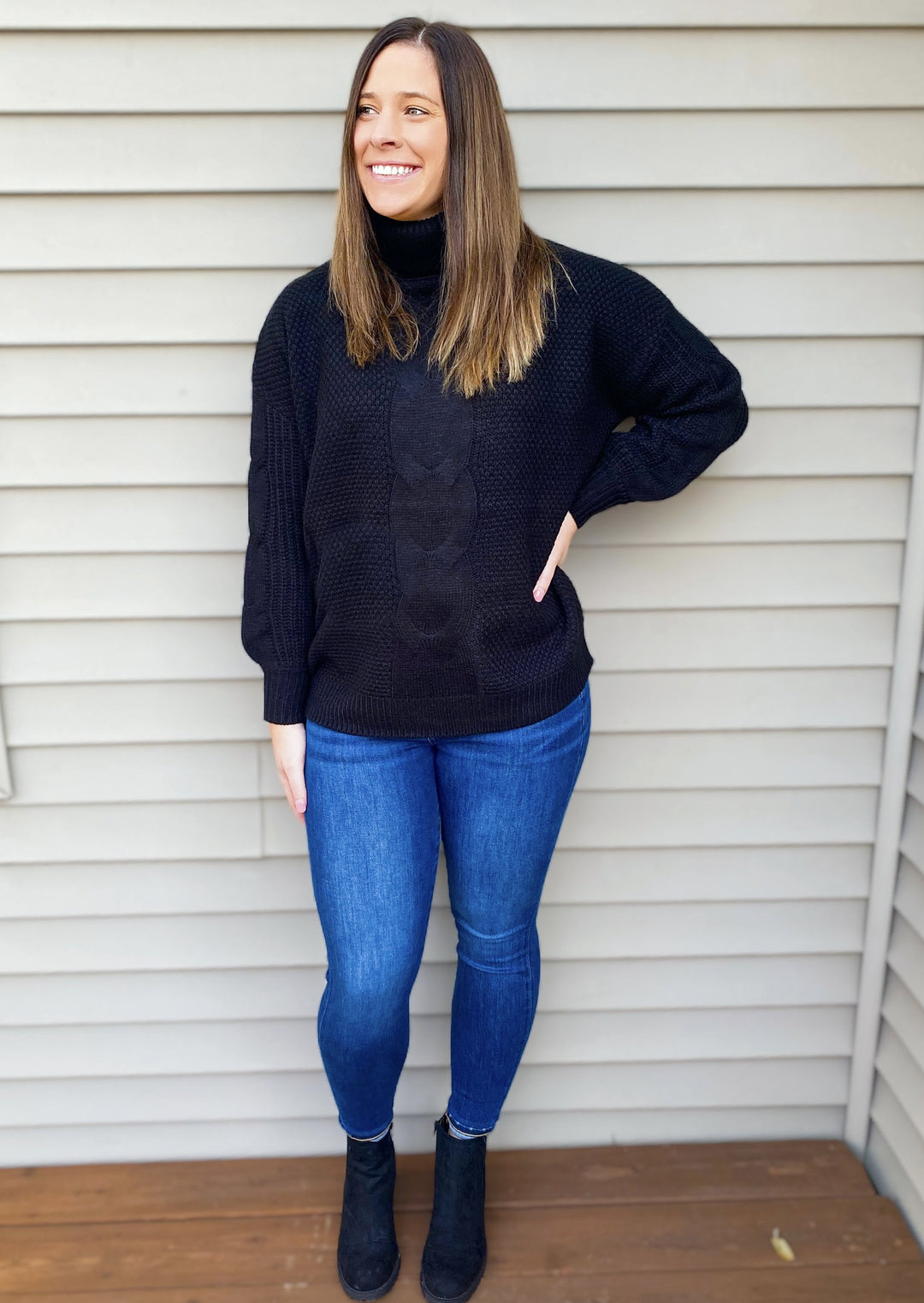 Cable Knit Balloon Sleeve Sweater