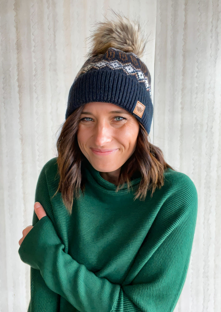 Navy Patterned Hat