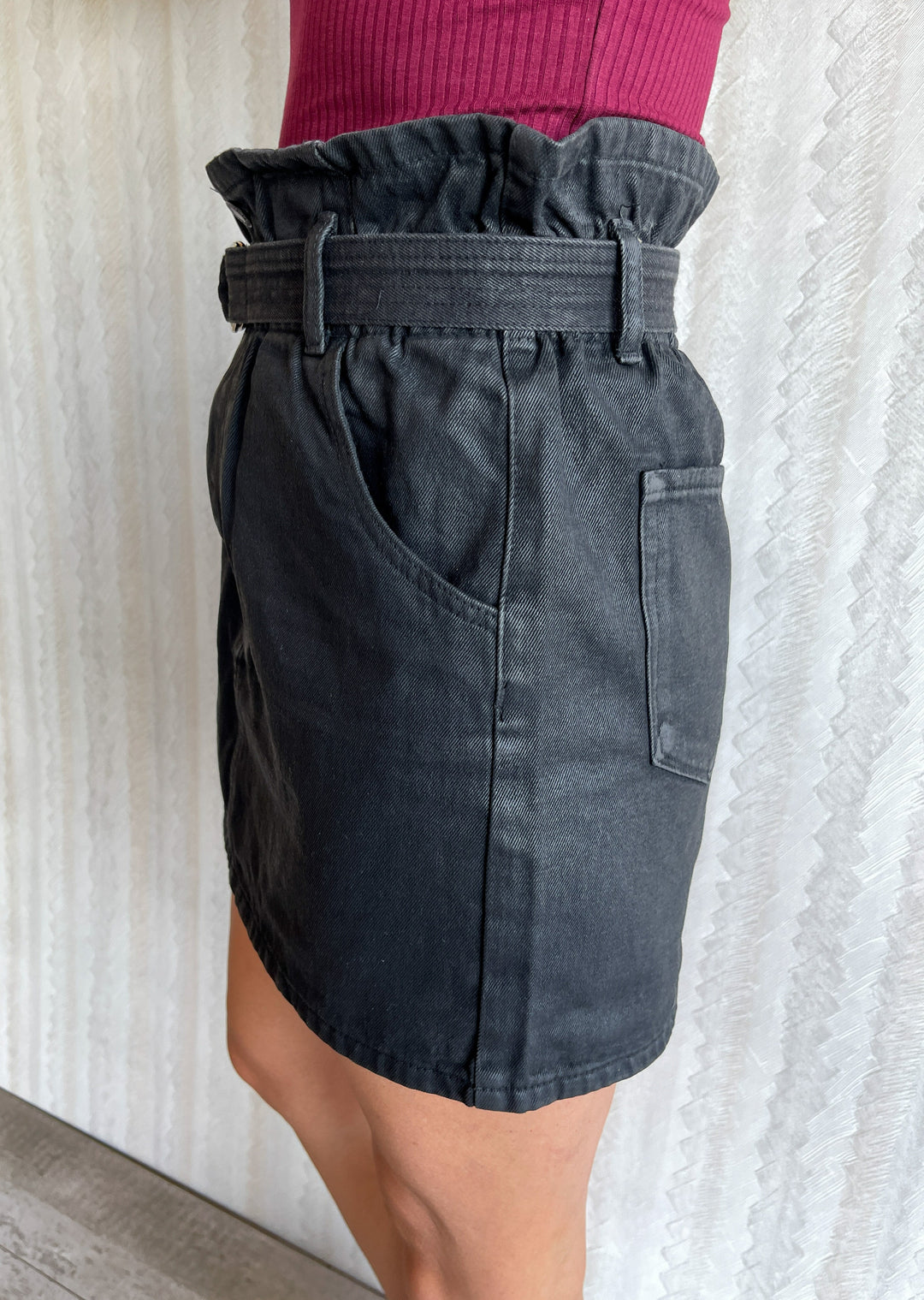 Black Paper-Bag Skirt