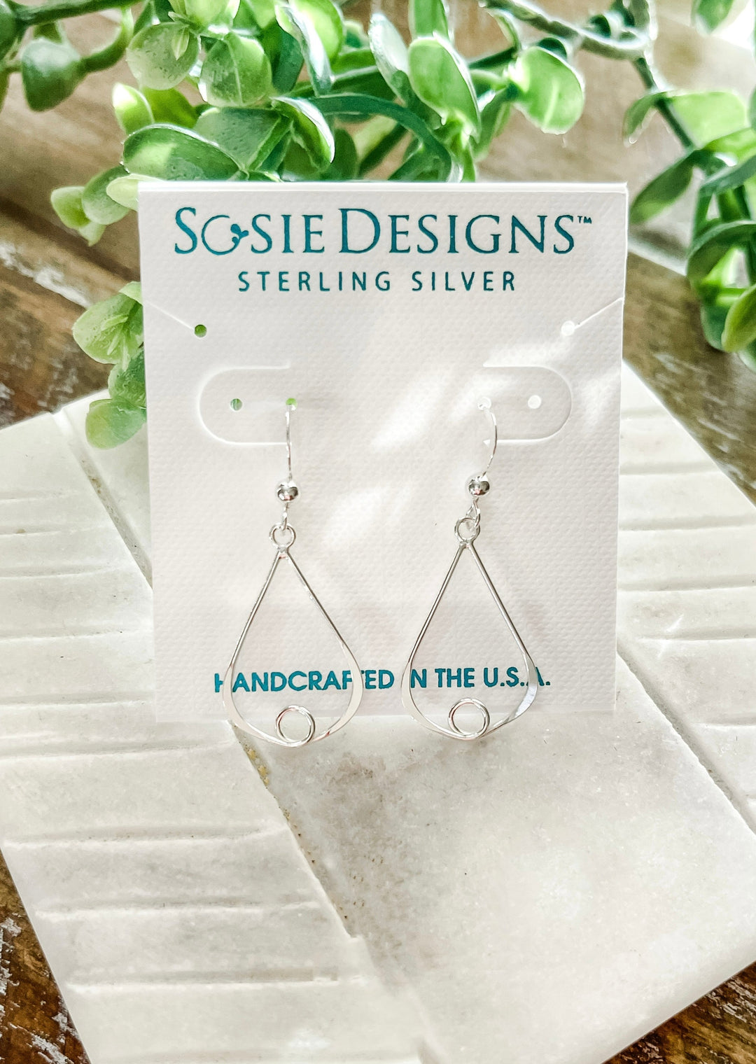 Sterling Silver Silver Infinity Teardrop Earrings, made in the United States of America