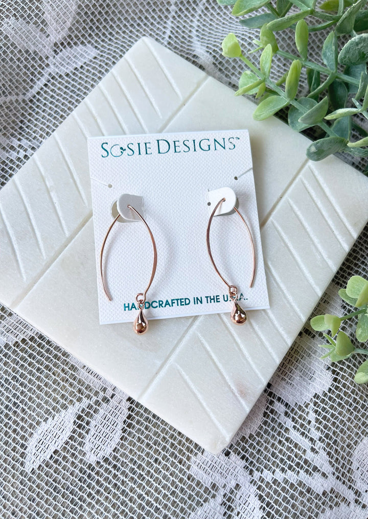 Rose Gold Marquis Droplet Earrings