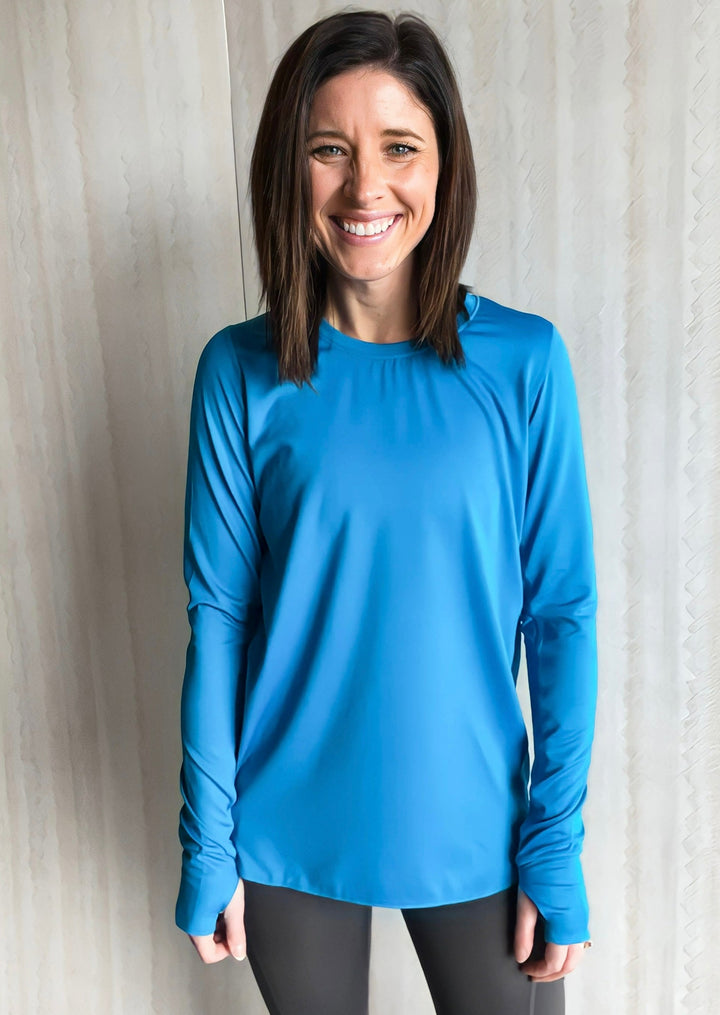 Sky Blue Active Top with Thumb Holes
