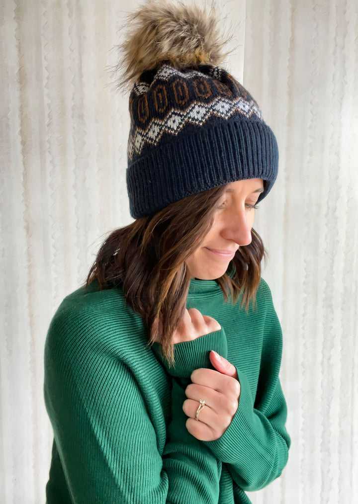 Navy Patterned Hat