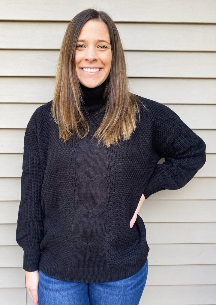 Cable Knit Balloon Sleeve Sweater