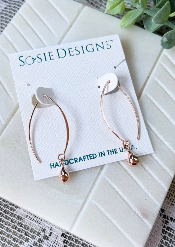 Rose Gold Marquis Droplet Earrings