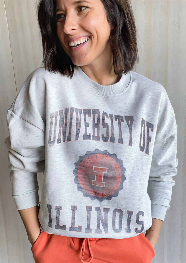 University of Illinois Gray Sweatshirt | Women's Illinois Sweatshirt
