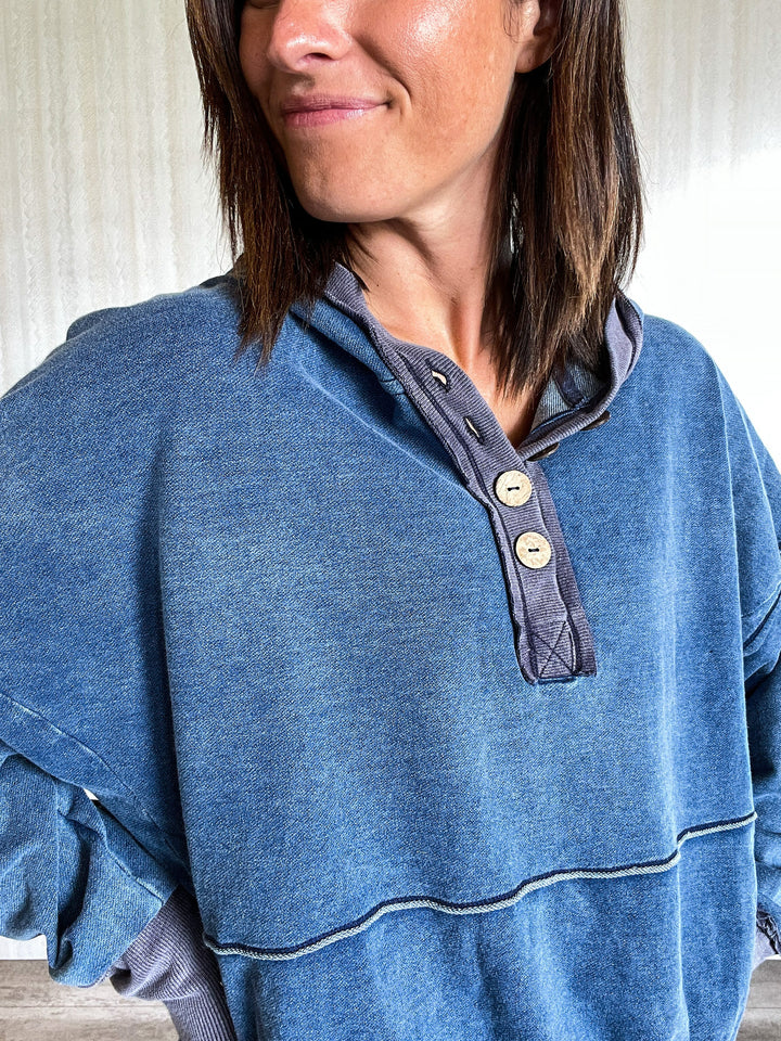 Washed Denim Hoodie