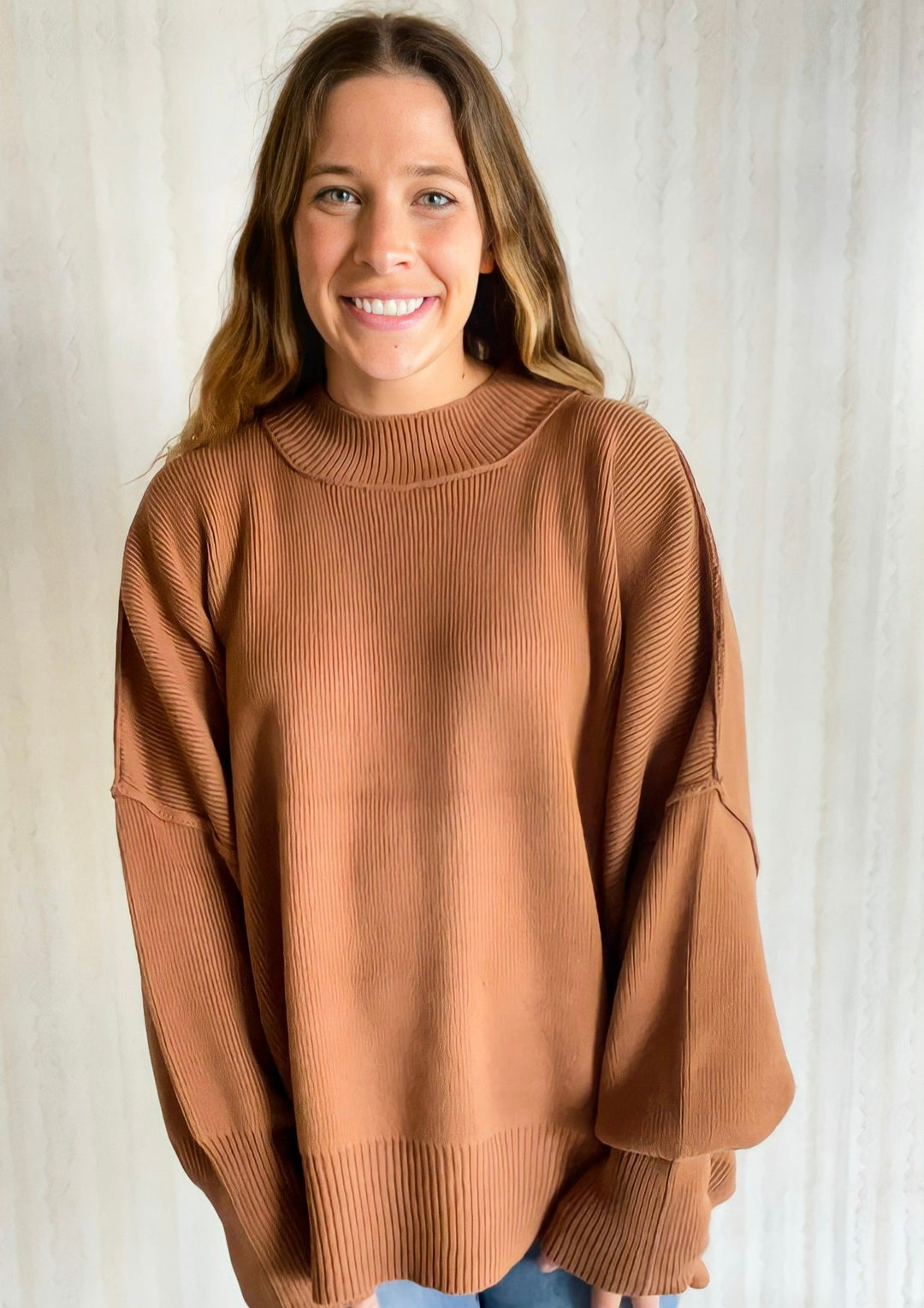 Camel Side Slit Sweater