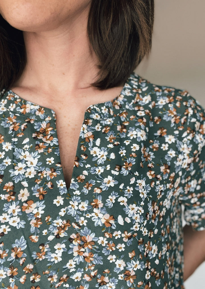 Ditsy Green Floral Top