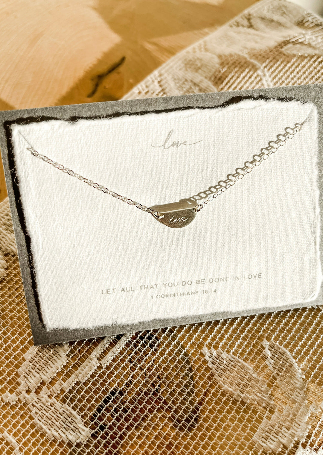 Sterling Silver Love Necklace | Let All That  You Do Be Done in Love -Corinthians 16:14