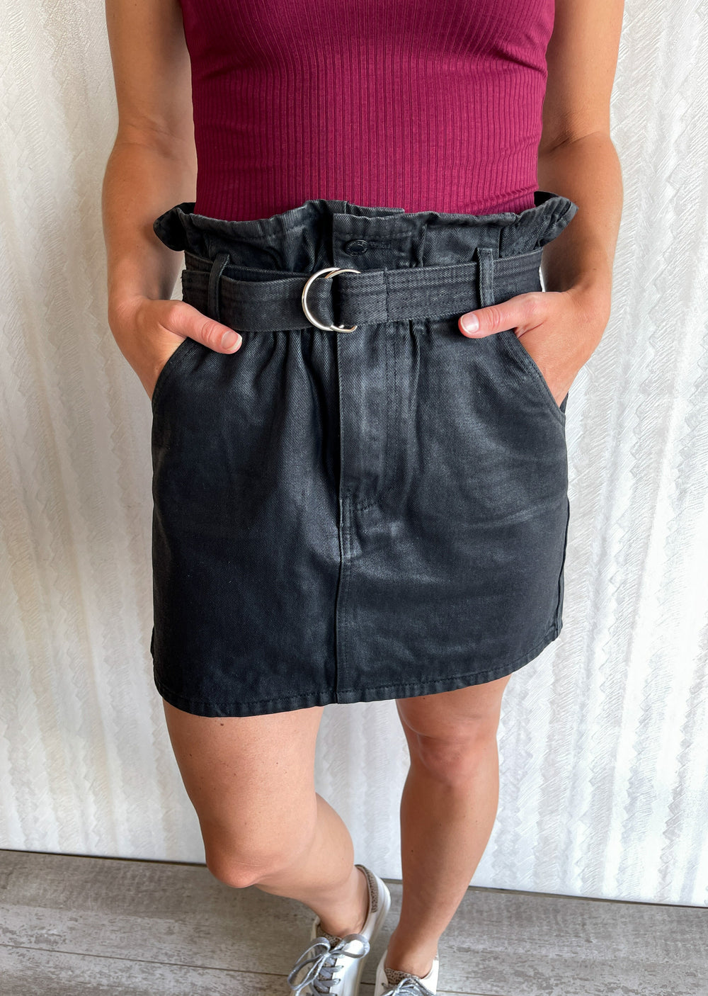 Black Paper-Bag Skirt
