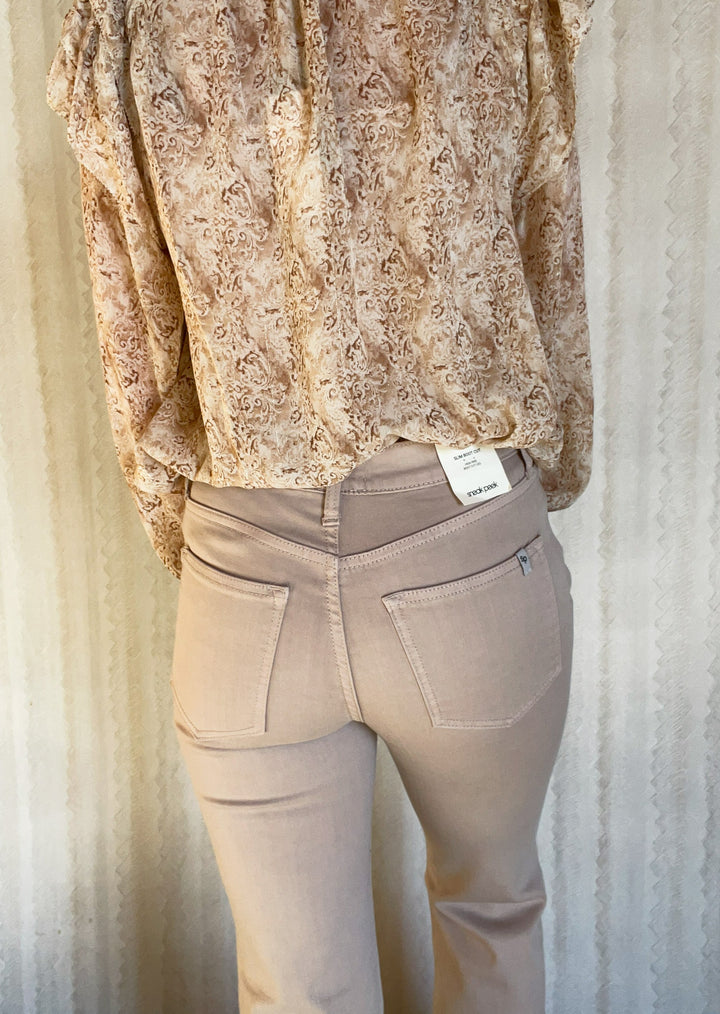 Taupe High Rise Slim Bootcut Jeans