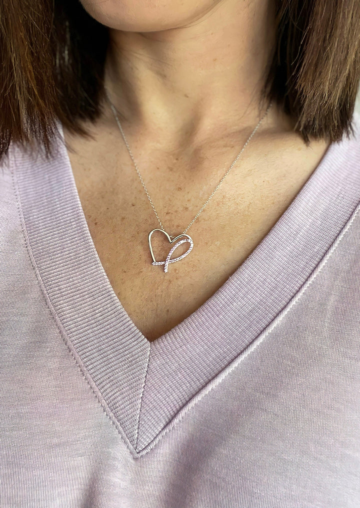 Breast Cancer Heart Necklace